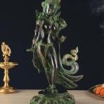 Pure Brass Tibetan Tara Devi Buddhist Goddess Idol | 15" Standing Statue | Black & Green Finish | Sacred Art | Traditional Collection | Jaipurio